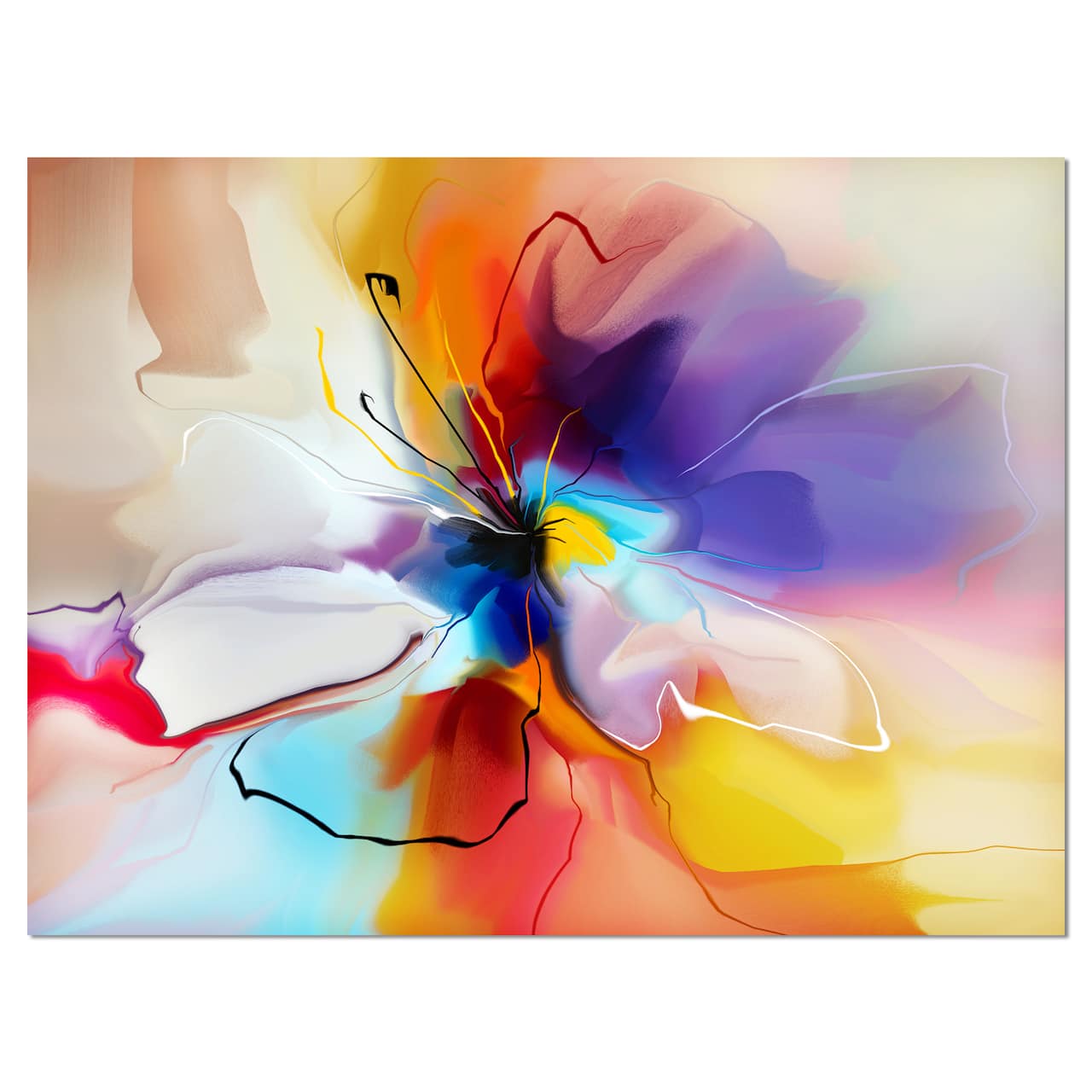 Designart - Creative Flower in Multiple Colors - Large Floral canvas art